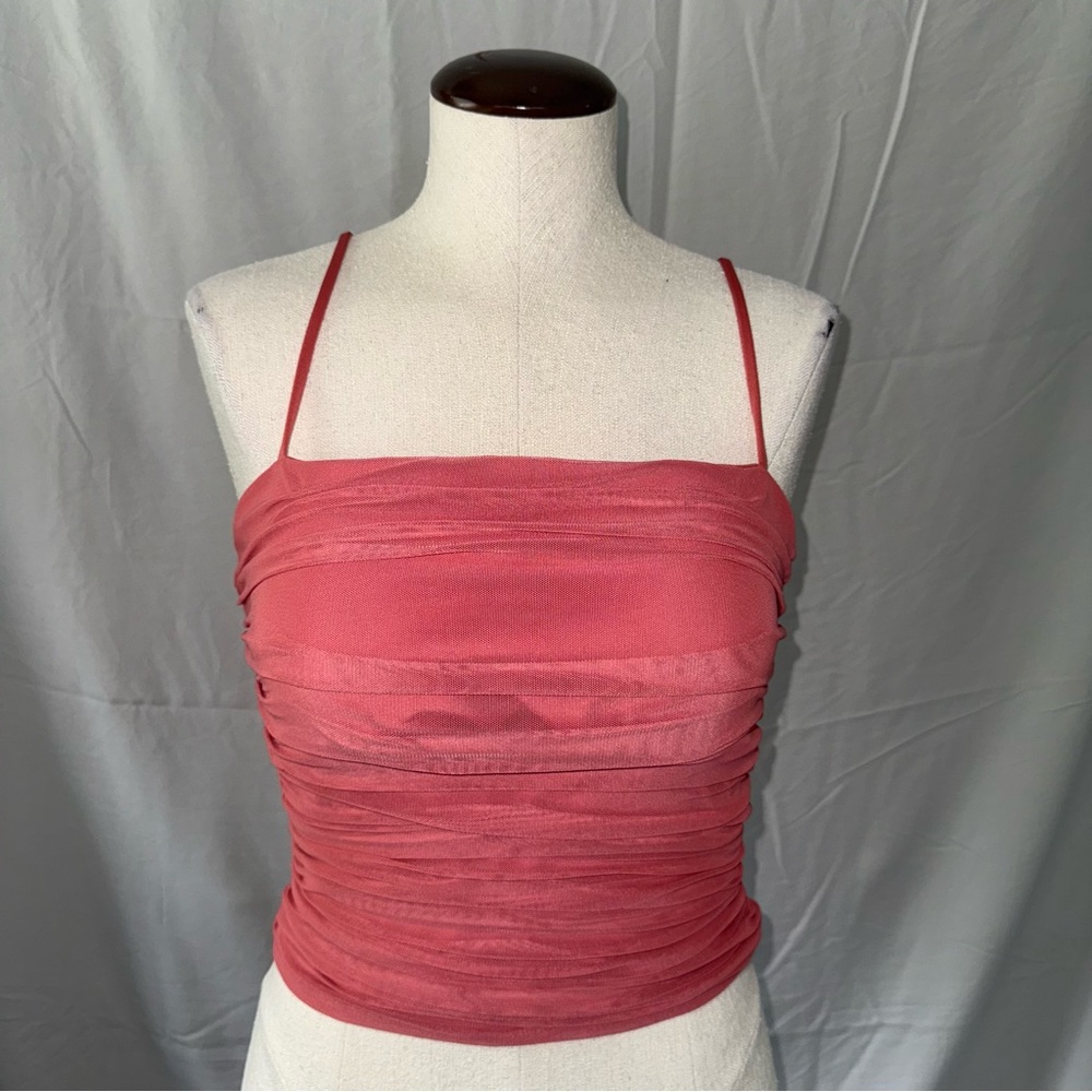 Express Body Contour Mesh Cropped Cami